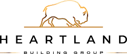 Logo of Heartland Building Group featuring a buffalo illustration and company name
